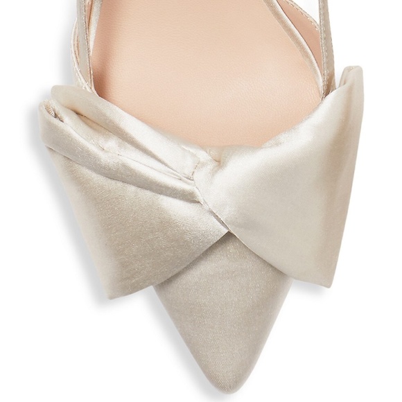 Kate Spade Marseille Ivory White Satin Bow Slingback Pumps Kitten Heel Shoes 8 - Picture 4 of 16